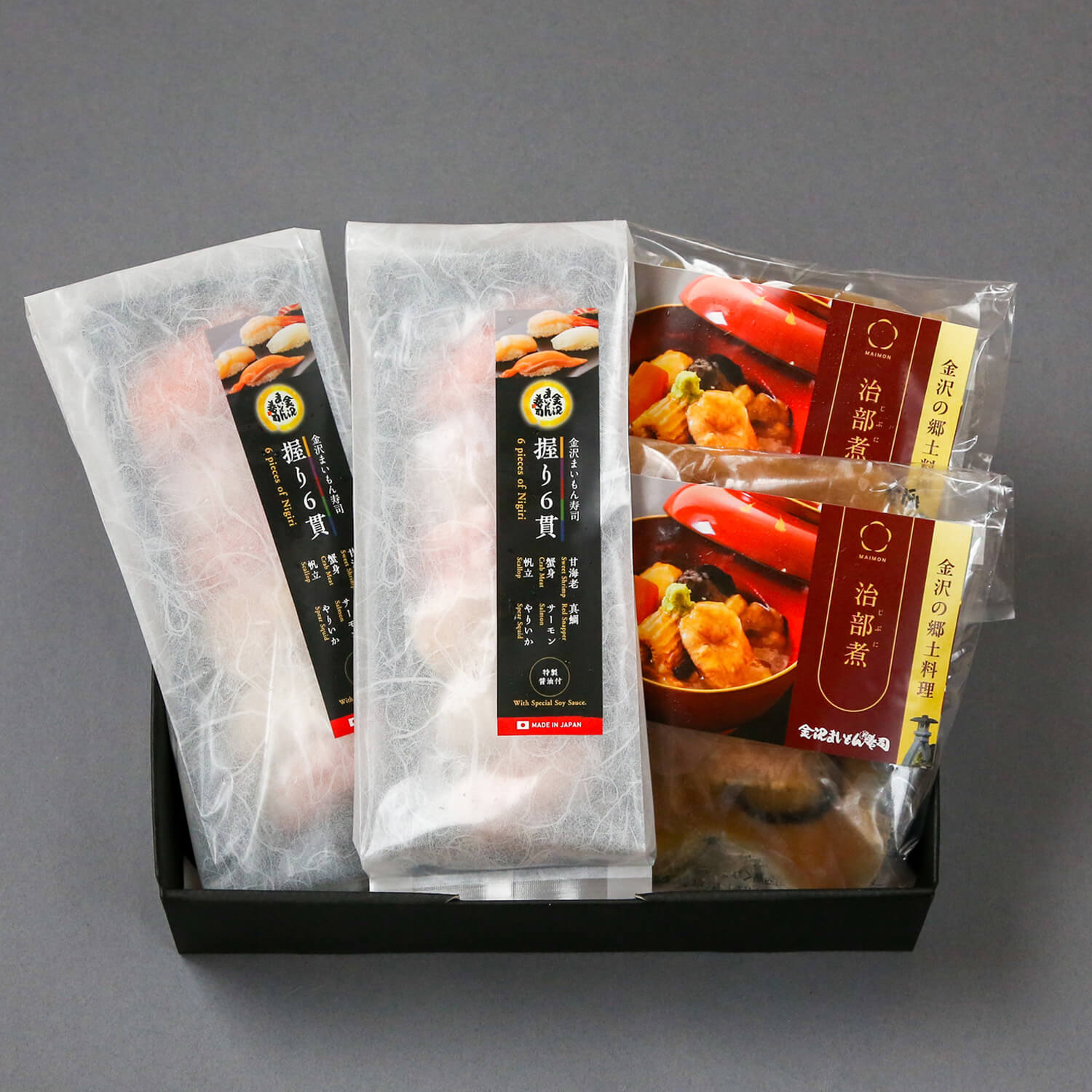 握り6貫(2個)・治部煮(2個)セット