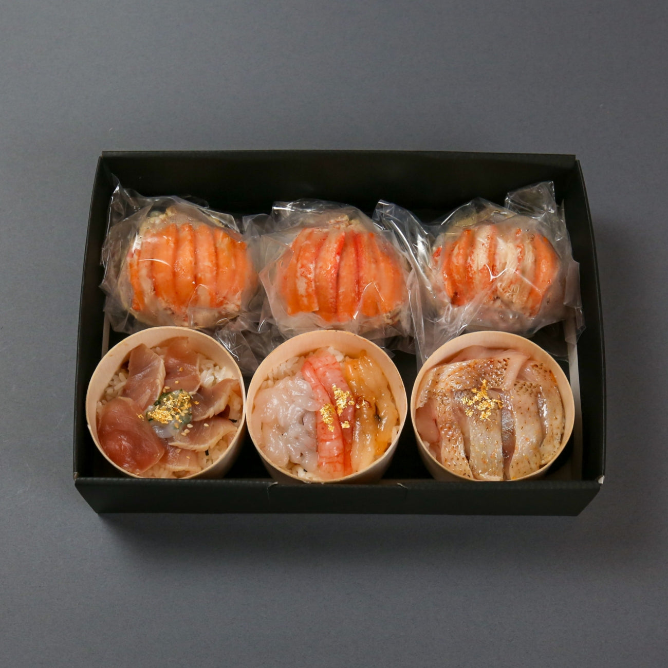 香箱ガニのカニ面寿司（3個）とわっぱチラシセット