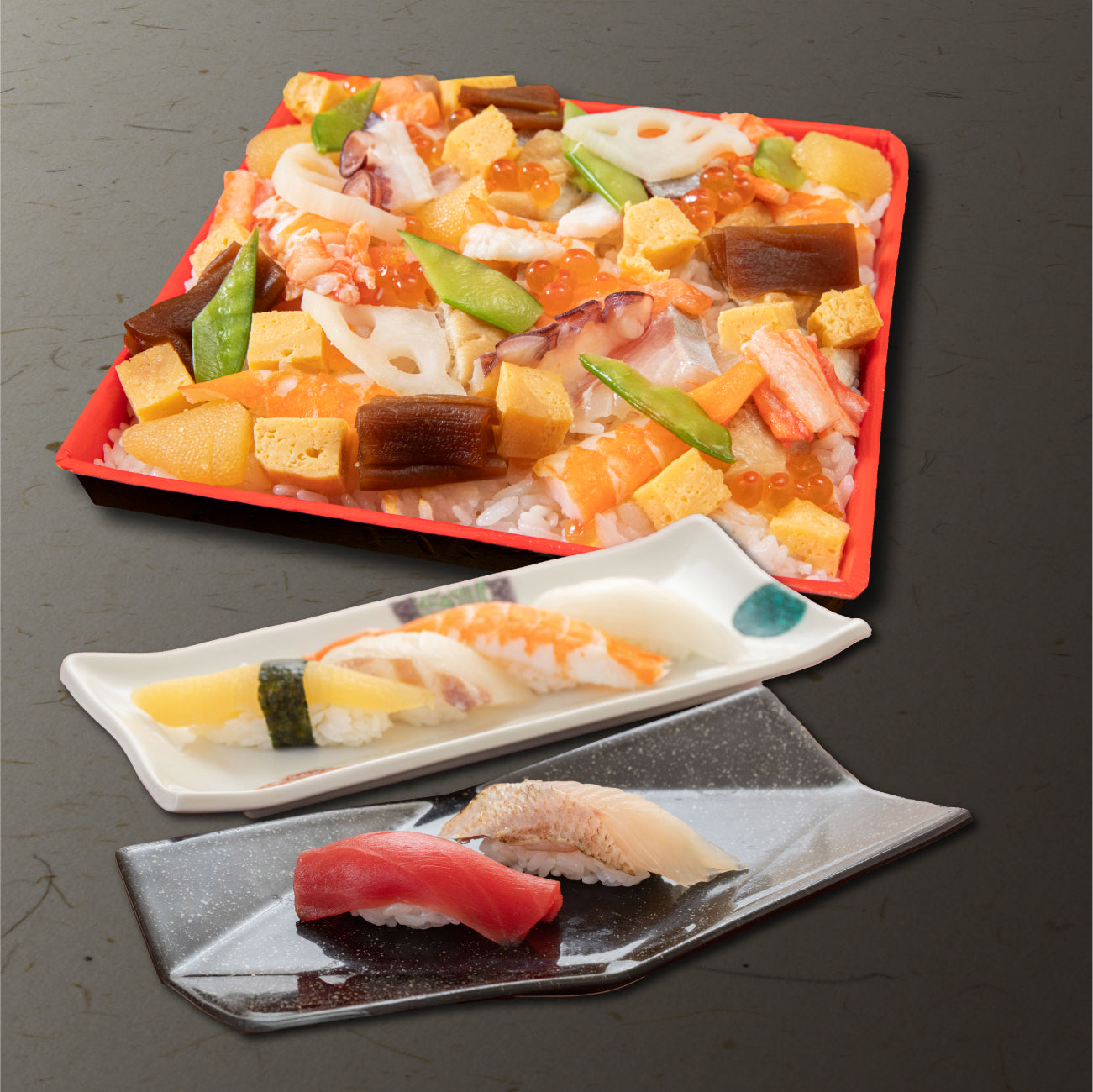 彩ちらし＆迎春紅白握り（金沢の醤油付き）セット　※1月15日より順次発送